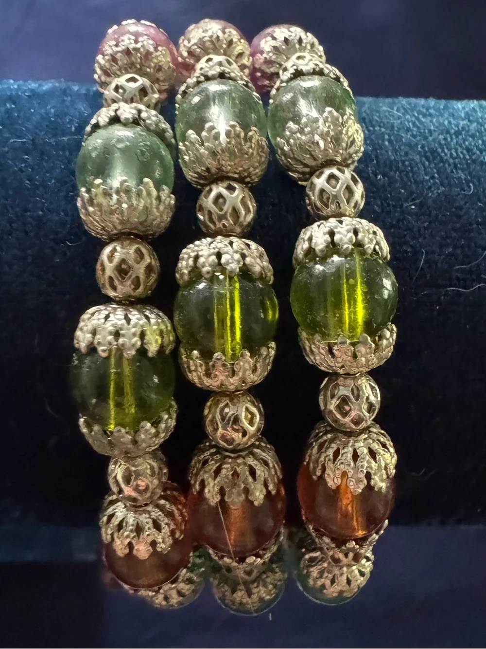 Silver-Tone Multi-Color Glass Bead Stretch Bracelet